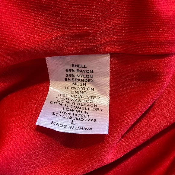 Just Me V Neck Bodycon Midi Dress Red - Picture 5 of 8